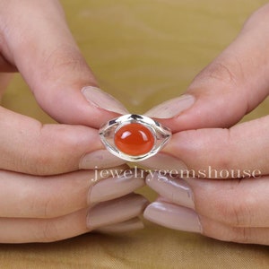 Carnelian Ring, 925 Sterling Silver Ring, Oval Gemstone Ring, Crystal Carnelian Ring, Handmade Ring, Boho Ring, Women Ring, Minimalist Ring