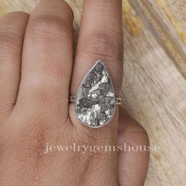 Pyrite Druzy Ring, 925 Sterling Silver Ring, Handmade Ring, Rough Gemstone Ring, Statement Silver Ring, Women Silver Jewelry, Hippie Ring