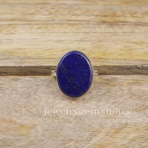 Lapis Lazuli Ring, 925 Sterling Silber Ring, September Birthstone Ring, Oval Edelstein Ring, handgemachte Schmuck Ring, alle Ringgrößen erhältlich