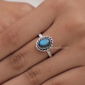 Labradorite Ring, 925 Sterling Silver Ring, Blue Fire Gemstone Ring, Oval Shaped Ring, Handmade Silver Jewelry, Boho Ring, Gift for Her