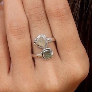 Moldavite Ring, Libyan Glass Ring, Sterling Silver Ring, Gemstone Ring, Handmade Ring, Boho Ring, 925 Silver Ring, Genuine Moldavite Ring