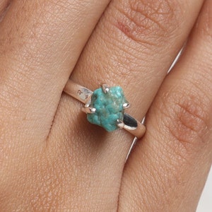 Raw Arizona Turquoise Ring, 925 Sterling Silver Ring, Rough Gemstone Ring, Minimalist Jewelry, Handmade Ring, Ring for Girls, Every Day Ring