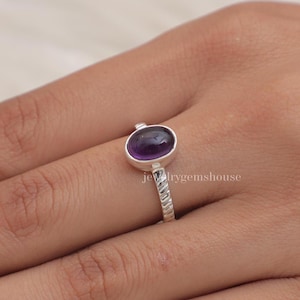 Amethyst Ring, 925 Sterling Silber Ring, Februar Birthstone Ring, Heilender Kristall Ring, handgemachter Silberschmuck, Frauen Ring, Geschenk für Sie
