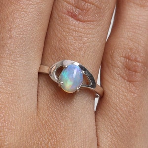 Ethiopian Opal Ring, 925 Sterling Silver Ring, Oval Gemstone Ring, Women Silver Jewelry, Handmade Ring, Bohemian Ring, Birthday Gift for Her