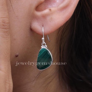 Malachite Earrings, 925 Sterling Silver Earrings, Crystal Earrings, Women Earrings, Halloween Jewelry, Boho Earrings, Gift For Her