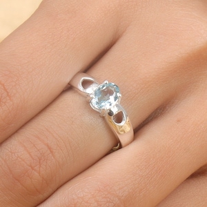Aquamarine Ring, 925 Sterling Silver Ring, Women Ring, Promise Ring, Engagement Ring, March Birthstone Ring, Blue Gemstone Ring
