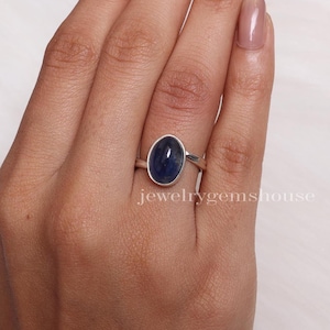 Kyanite Ring, 925 Sterling Silver Ring, Oval Gemstone Ring, Handmade Ring, Bohemian Ring, September Birthstone Ring, Birthday Gift for Her
