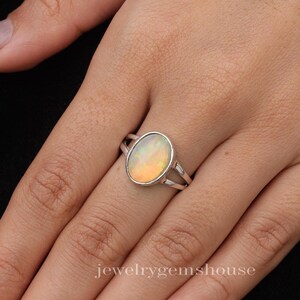 Ethiopian Opal Ring, 925 Sterling Silver Ring, Natural Gemstone Ring, Halloween Jewelry, Oval Shape Ring, Handmade Ring, Anniversary Gift