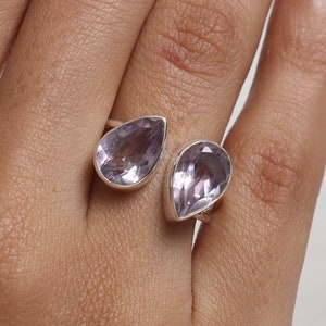 Amethyst Ring, 925 Solid Sterling Silver Ring, February Birthstone Ring, Gemstone Ring, Adjustable Ring, Handmade Jewelry Ring, Gift for Her