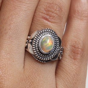 Ethiopian Opal Ring, 925 Sterling Silver Ring, Women Silver Ring, Oval Gemstone Ring, Statement Ring, Handmade Jewellery, Engagement Ring