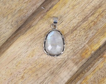 Collana Artigianale Con Pietra Di Luna Naturale Arcobaleno E Catena In Argento 925, Forma A Marquise, Gioiello Astrologico Per Donna - 4