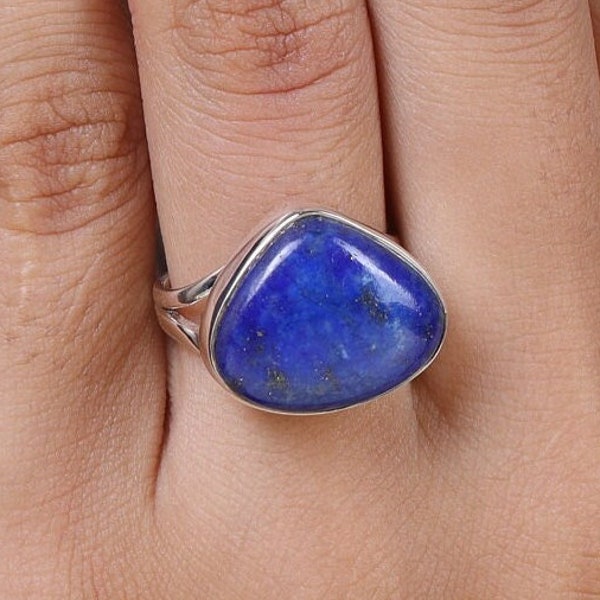 Natural Lapis Lazuli Ring, 925 Sterling Silver Ring, September Birthstone, Blue Gemstone Ring, Handmade Ring, Bohemian Ring, Ring for Women