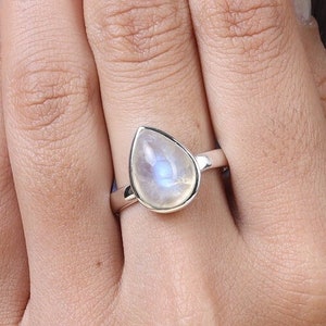 Rainbow Moonstone Ring, 925 Sterling Silver Ring, Women Ring, Statement Ring, Boho Ring, Handmade Ring, Gift for Her, June Birthstone Ring