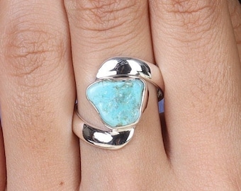 Arizona Turquoise Ring, 925 Sterling Silver Ring, Raw Gemstone Ring, Statement Ring, Boho Ring, Women Ring, Gem Stone Ring, Bohemian Ring