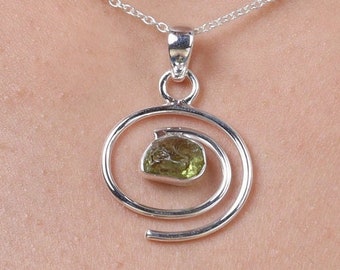 Raw Peridot Pendant, 925 Sterling Silver Pendant, Handmade Pendant, Gift for Her, August Birthstone Pendant, Boho Pendant, Gemstone Pendant