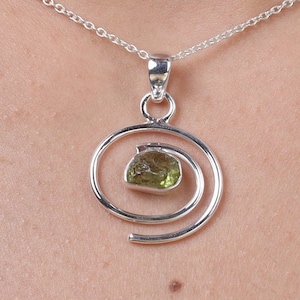 Raw Peridot Pendant, 925 Sterling Silver Pendant, Handmade Pendant, Gift for Her, August Birthstone Pendant, Boho Pendant, Gemstone Pendant