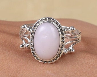 Pink Opal Ring, 925 Sterling Silver Ring, Pink Gemstone Ring, Boho Handmade Ring, Opal Silver Jewelry, Vintage Ring, Anniversary Gift