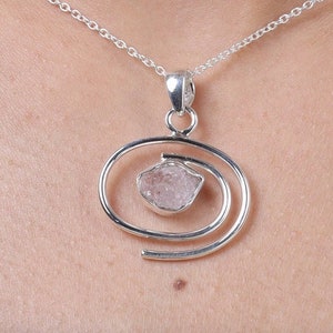 Raw Rose Quartz Pendant, 925 Sterling Silver Pendant, January Birthstone Pendant, Rough Gemstone Pendant, Handmade Jewelry, Women Necklace