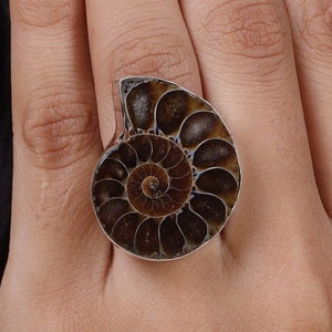 Ammonite Ring, 925 Sterling Silver Ring, Gemstone Silver Ring, Ring for Women, Handmade Ring, Statement Ring, Ammonite Jewelry, Gift for Her