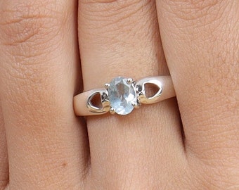 Aquamarine Ring, 925 Sterling Silver Ring, Gemstone Ring, Handmade Ring, March Birthstone Ring, Engagement Ring, Promise Ring, Gift for Her