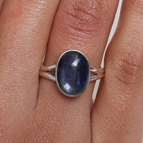 Kyanite Ring, 925 Sterling Silver Ring, Oval Shaped Ring, Gemstone Ring, September Birthstone Ring, Handmade Jewelry Ring, Women Silver Ring