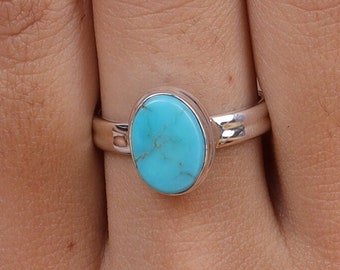 Arizona Turquoise Ring, 925 Sterling Silver Ring, Oval Turquoise Ring, Boho Ring, Handmade Ring, Gift for Her, Women Ring, Turquoise Ring
