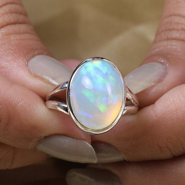 Ethiopian Opal Ring, 925 Sterling Silver Ring, Opal Gemstone Ring, Handmade Ring, Boho Ring, Statement Ring, October Birthstone, Opal Ring