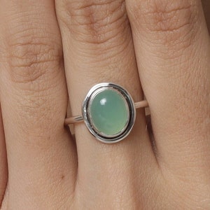 Chrysoprase Ring, 925 Solid Sterling Silver Ring, May Birthstone Ring, Women Silver Jewelry, Halloween Jewelry, Handmade Ring, Gift for Her