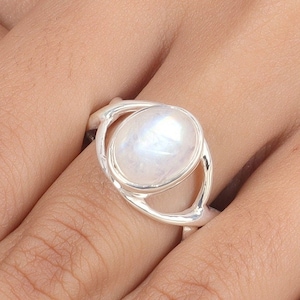 Rainbow Moonstone Ring, 925 Sterling Silver Ring, June Birthstone, Gemstone Ring, Handmade Jewelry Ring, Women Silver Ring, Wedding Gift
