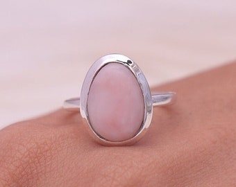 Natural Pink Opal Ring, 925 Sterling Silver Ring, Pear Shaped Ring, Boho Ring, Statement Ring, Handmade Ring, Women Ring, Gift for Her