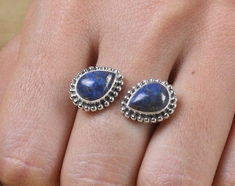 Bague Femme Argent Et Lapis Lazuli - Taille 60, 4 Grammes, Style Vintage - Occasion