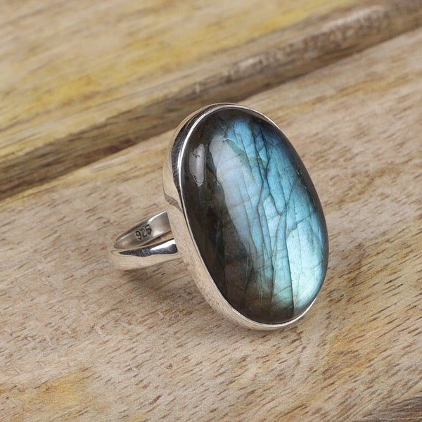Labradorite Ring, 925 Solid Sterling Silver Ring, Oval Gemstone Ring, Statement Jewelry, Handmade Ring, Boho Ring, All Ring Size Available
