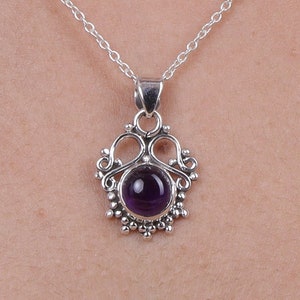 Amethyst Pendant, Sterling Silver Pendant, Boho Pendant, Vintage Pendant, Designer Pendant, February Birthstone, Silver Amethyst Necklace