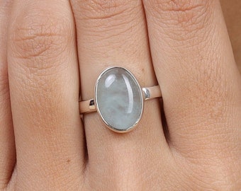 Natural Aquamarine Ring, Gemstone Ring, Sterling Silver Ring, Statement Ring, Oval Ring, Handmade Ring, Aquamarine Silver Ring, Boho Ring
