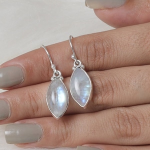 Rainbow Moonstone Earrings, 925 Sterling Silver Earrings, June Birthstone Earrings, Dangle Drop Earrings, Bohemian Jewelry, Christmas Gifts