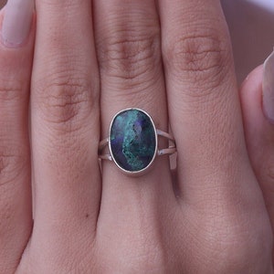Azurite Malachite Ring, 925 Sterling Silver Ring, Gemstone Ring, Handmade Ring, Hippie Jewelry, Women Ring, Birthday Gift