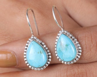 Arizona Turquoise Earrings, 925 Silver Earrings, Handmade Earrings, Silver Drop Earrings, Boho Earrings, Women Earrings, Gemstone Earrings