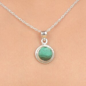 Malachite Pendant, 925 Sterling Silver Necklace, April Birthstone, Dainty Pendant, Minimalist Jewelry, Boho Handmade Pendant, Gift For Her