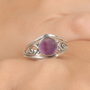 Amethyst Ring, 925 Sterling Silver Ring, Gemstone Ring, February Birthstone Ring, Solid Silver Ring, Handmade Ring, Vintage Ring, Boho Ring