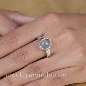 Black Rutile Ring, 925 Sterling Silver Ring, Gemstone Ring, Bohemian Ring, Handmade Ring, Crystal Rutile Jewelry, All Ring Size Available