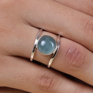 Aquamarine Ring, 925 Sterling Silver Ring, March Birthstone Ring, Blue Gemstone Ring, Handmade Ring, Boho Ring, Statement Ring, Crystal Ring