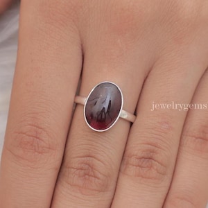 Garnet Ring, 925 Sterling Silver Ring, Red Garnet Ring, Oval Shaped Ring, Ring for Women, January Birthstone, Handmade Ring, Gemstone Ring