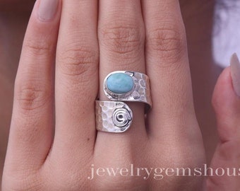 ラリマーリング / 925スターリングシルバーリング / ドミニカ産