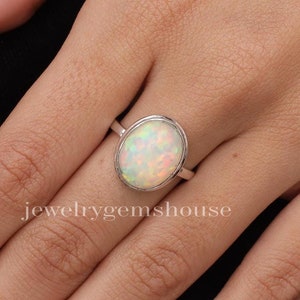 Natural Ethiopian Opal Ring, 925 Sterling Silver Ring, Statement Ring, Gemstone Jewelry, Boho Handmade Ring, Oval Shape Ring, Wedding  Gift