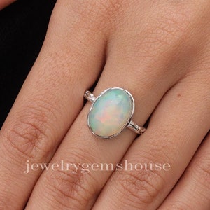 Ethiopian Opal Ring, 925 Sterling Silver Ring, Crystal Ring, Handmade Opal Jewelry, October Birthstone Ring, Vintage Ring