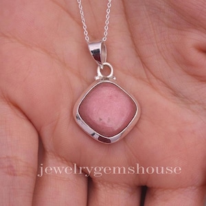 Thulite Pendant, 925 Sterling Silver, Pink Gemstone Pendant, Pendant Necklace, Handmade Jewelry, Vintage Pendant, Gift For Her