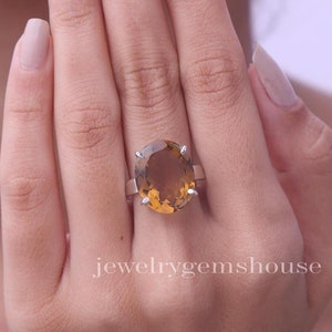 Citrine Ring, 925 Sterling Silver Ring, Oval Gemstone Ring, November Birthstone Ring, Halloween Jewelry, Handmade Ring, Personalized Gift