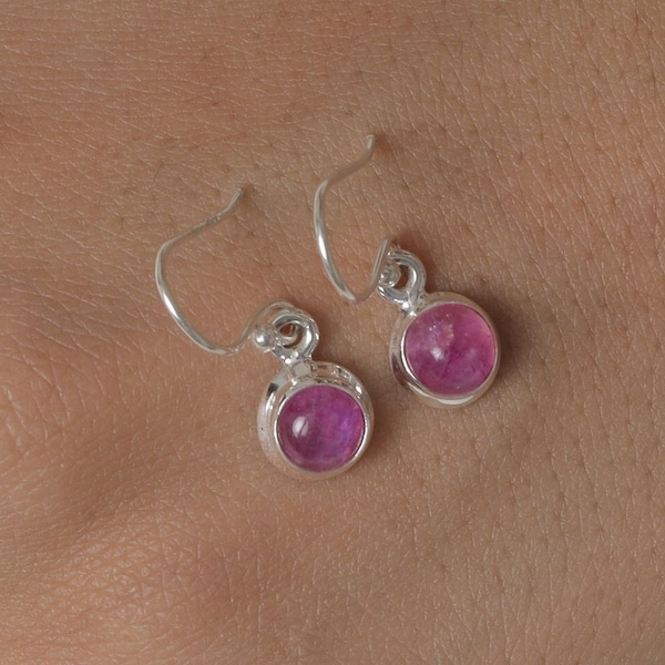 Pendientes de piedra lunar rosa, pendientes de plata de ley 925, pendientes de piedras preciosas, pendientes de cristal curativo, pendientes vintage, joyería Boho