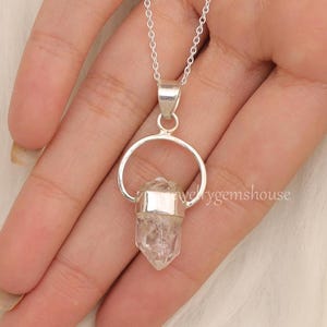 Raw Herkimer Diamond Pendant, 925 Silver Pendant, Heling Crystal Pendant, Halloween Jewelry, Elegant Pendant, Hippie Pendant, Gift For Her image 1