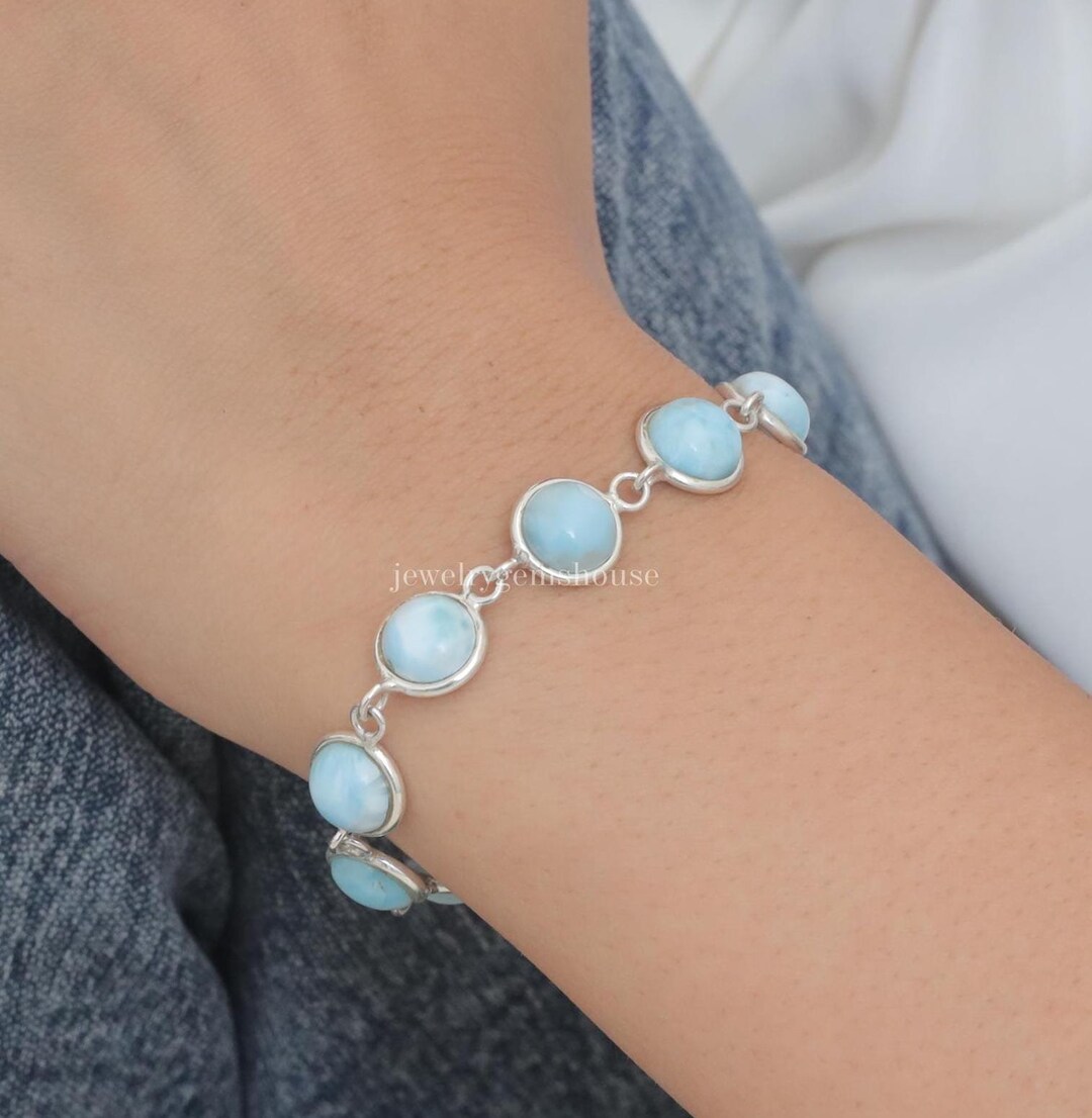 Caribéenne Larimar, Gemme Topaze 925 Argent Sterling Bijoux Pendentif 6
